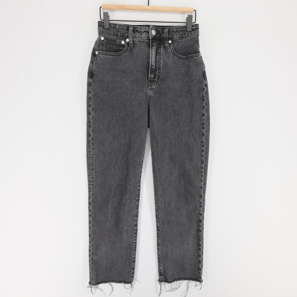 Madewell Curvy Perfect Vintage Straight Jeans Womens 26 Black Raw Hem High Rise
